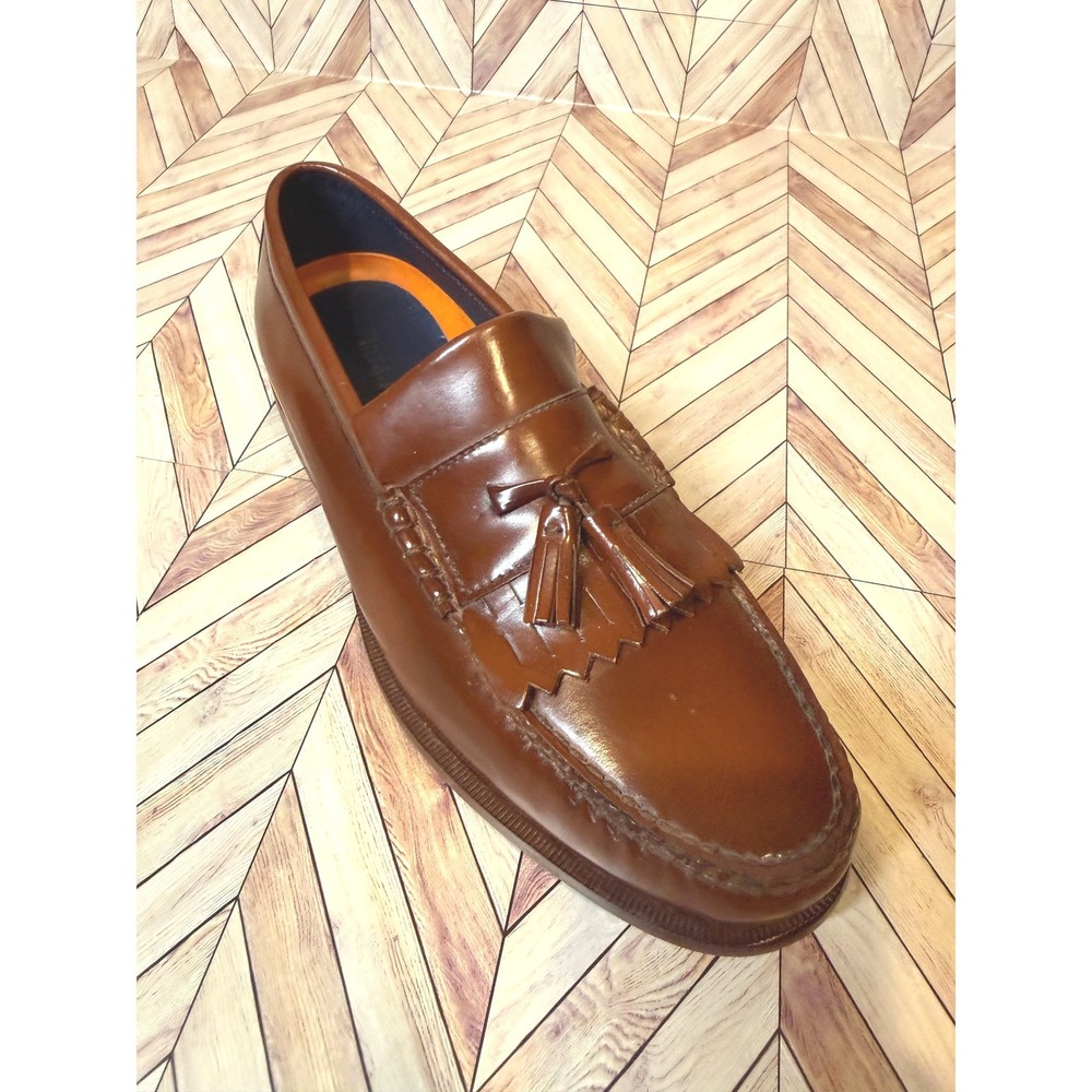 Cole Haan Mens Pinch Tassel Loafers British Tan Leather Kiltie Shoes 8 Preppy